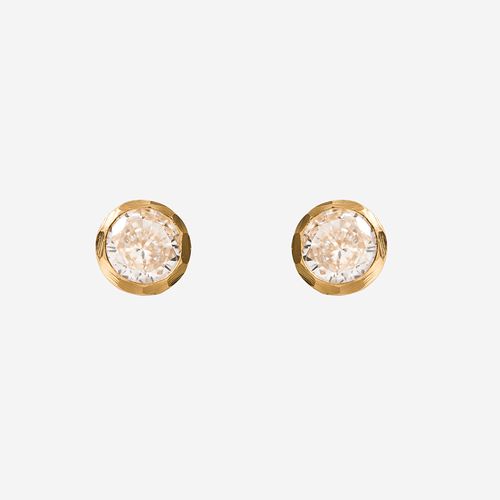 Brinco Bebê Feminino com Pedra Diamantada 4mm em Ouro 18k - UNICO