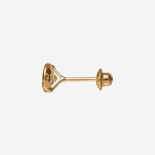 Brinco Bebê Feminino com Pedra Diamantada 4mm em Ouro 18k - UNICO