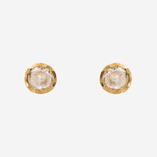 Brinco Infantil Feminino com Pedra Diamantada 5mm em Ouro - UNICO