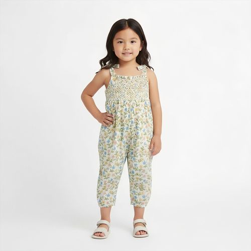 Jardineira Bebê Feminina Estampa Floratta - AMARELO