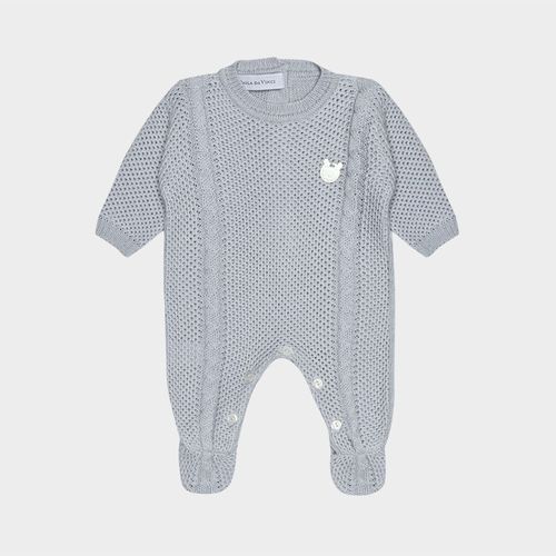 Saída de Maternidade Feminina Macacão Tricot Ponto Arroz com Trança - AZUL CLARO