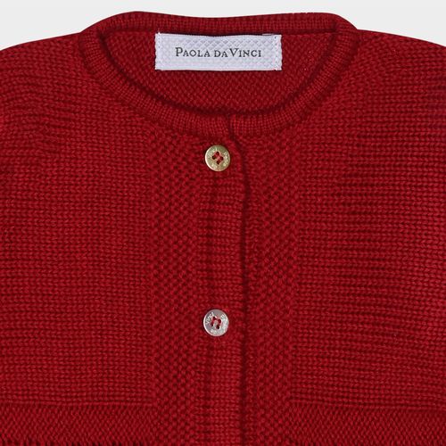 Saída Maternidade Feminina Tricot Trança Bordado com Manta, Jardineira e Casaco - RED NIGHT