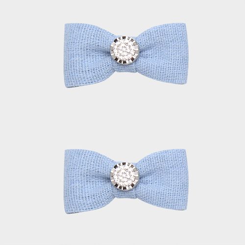 Conjunto de Laços Bebê Linho com Strass - AZUL