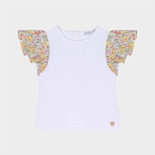 Camiseta Bebê Feminina Algodão Egípcio Manga Estampada - BRANCO