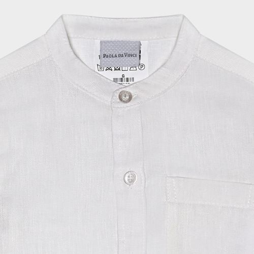 Bata Bebê Masculina Puro Linho com Abertura Frontal - BRANCO