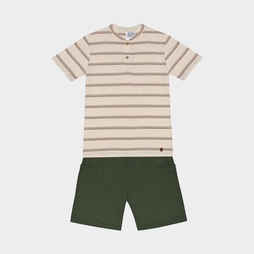 Conjunto Infantil Masculino Malha Listrada - VERDE