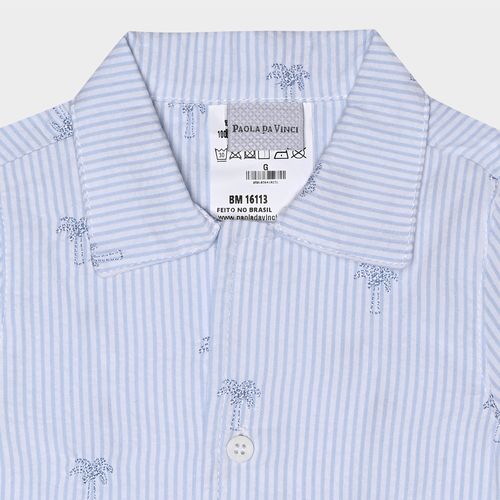 Conjunto Bebê Masculino Anarruga Bordado Coqueiros - AZUL