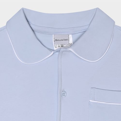 Pijama Infantil Masculino Egípcio Gold com Frisos - AZUL BEBE