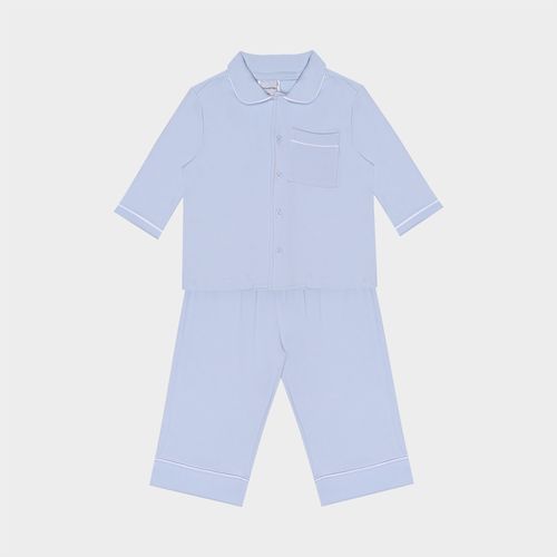 Pijama Bebê Masculino Egípcio Gold Longo com Frisos - AZUL BEBE