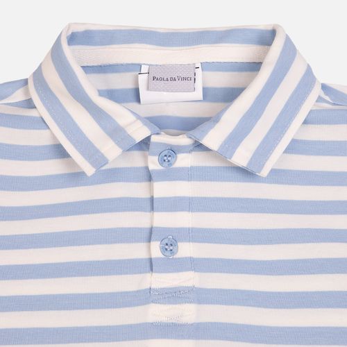 Camiseta Infantil Masculina Polo Malha Listrada Comfy - AZUL