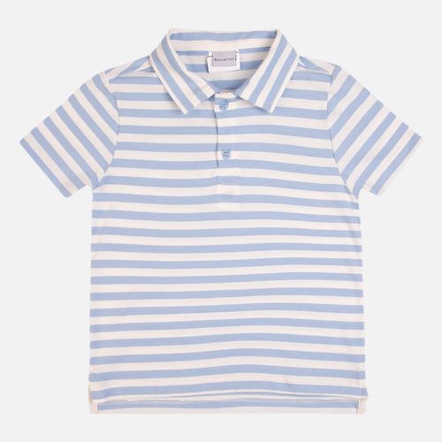 Camiseta Infantil Masculina Polo Malha Listrada Comfy - AZUL