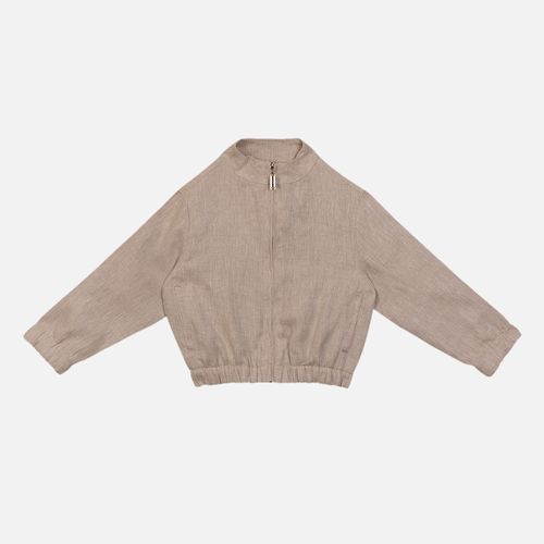 Casaco Infantil Masculino Puro Linho Bomber - KAKI