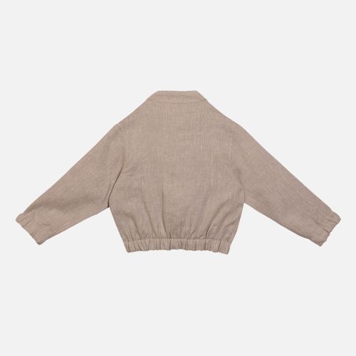 Casaco Infantil Masculino Puro Linho Bomber - KAKI