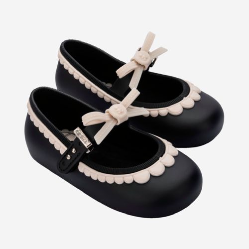 Sapatilha Bebê Feminina Mini Melissa - PRETO/BEGE