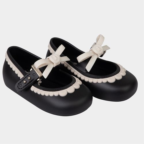 Sapatilha Bebê Feminina Mini Melissa - PRETO/BEGE