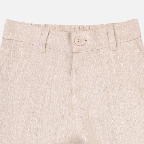 Calça Infantil Masculina Puro Linho com Bolsos Laterais - KAKI