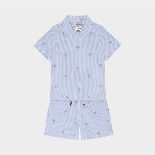 Conjunto Bebê Masculino Anarruga Bordado Coqueiros - AZUL