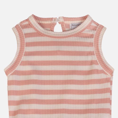 Vestido Bebê Feminino Canelado Listrado - ROSE