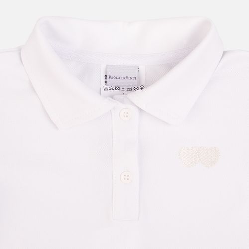 Vestido Infantil Feminino Piquet Duplo Pregas - BRANCO