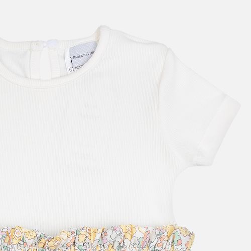 Vestido Infantil Feminino Canelado com Saia Liberty - AMARELO