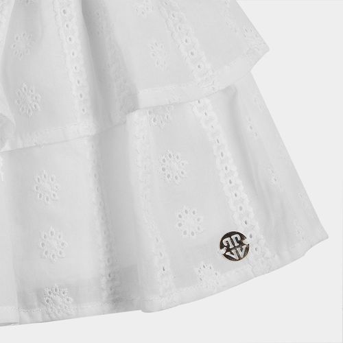 Saia Bebê Feminina Laise Com Babado - BRANCO
