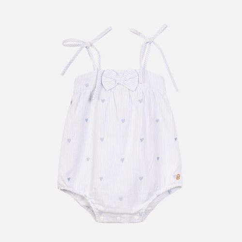 Romper Bebê Femino Anarruga Bordado Coração - AZUL