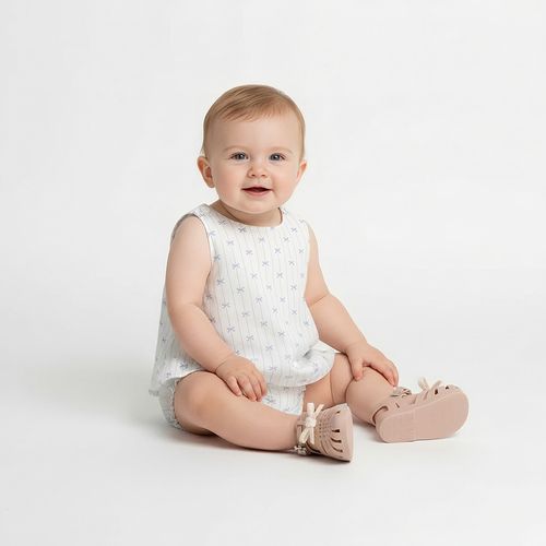 Banho de Sol Bebê Feminino Fustão Fio 60 Laços - OFF WHITE