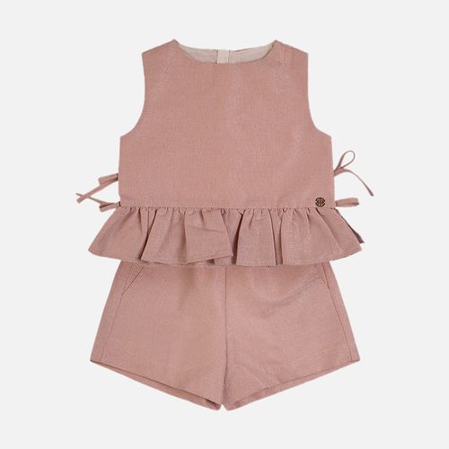Conjunto Infantil Feminino Lurex com Laços - ROSA