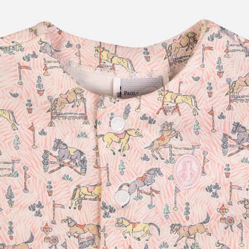 Macacão Curto Bebê Feminino Egípcio Liberty Cavalos - ROSA