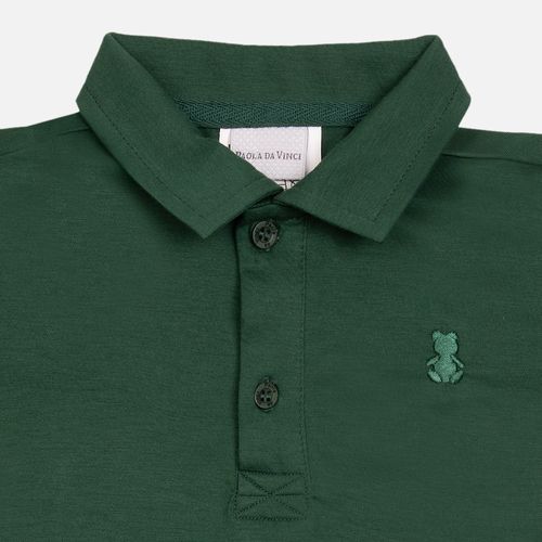 Camiseta Bebê Masculina Polo Pima com Urso - VERDE