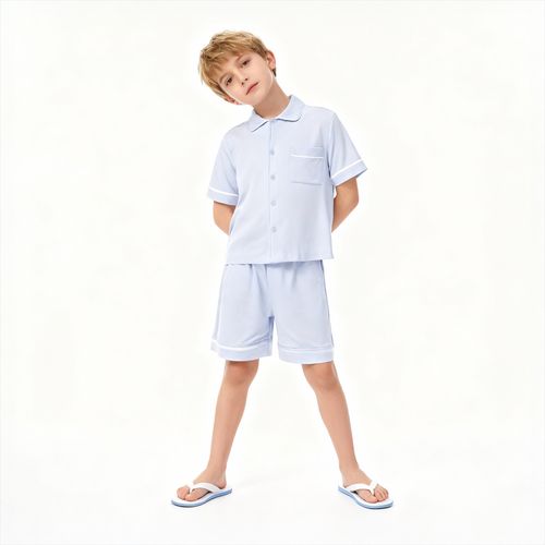 Pijama Infantil Masculino Egípcio Gold com Frisos - AZUL BEBE