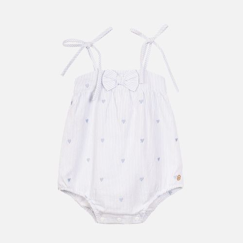Romper Bebê Femino Anarruga Bordado Coração - AZUL