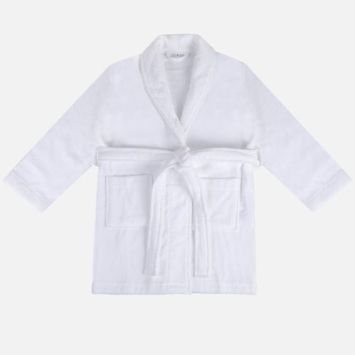 Roupão Infantil Unissex Gola Xale em Jacquard - BRANCO