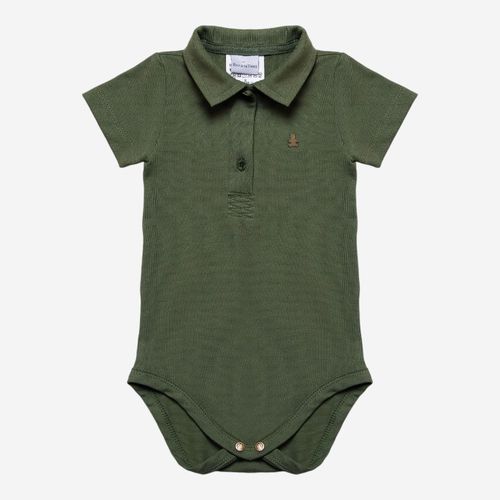 Body Polo Bebê Masculino Pima com Urso - VERDE