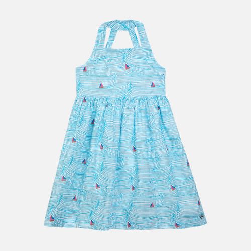 Vestido Infantil Feminino Fio 60 Estampa Náutico Alegre - AZUL