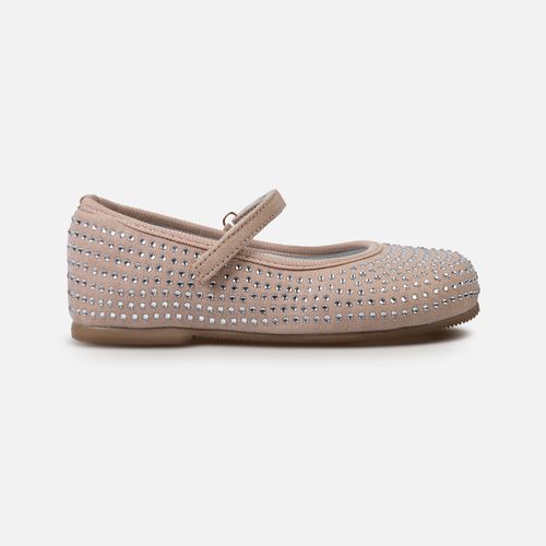 Sapato Boneca Toddler Feminino com Strass - AREIA