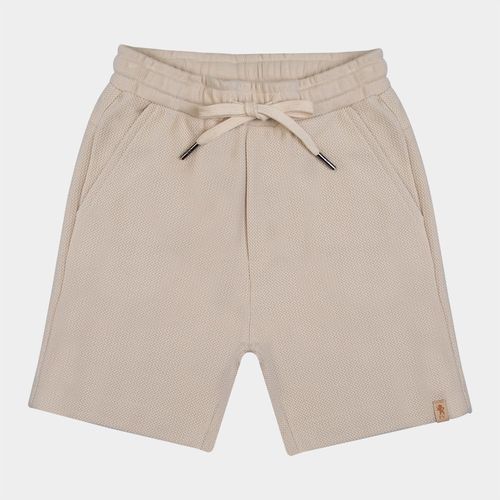 Bermuda Infantil Masculina Jacquard com Bolso Faca - BEGE
