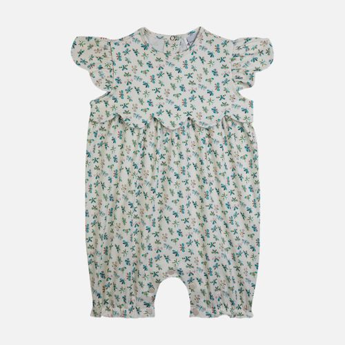 Macacão Curto Bebê Feminino Algodão Egípcio Liberty Borboleta - CRU