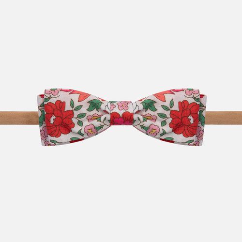 Faixa de Cabelo Bebê Floral com Laço Duplo - FLORAL /VERMELHO