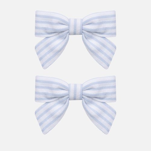Presilha Bebê Feminina Laço em X - LISTRAS AZUL