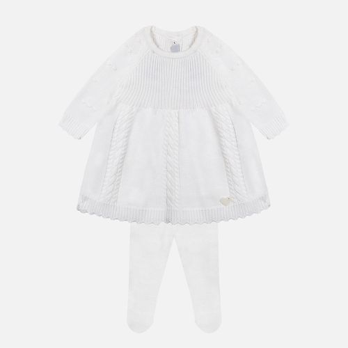 Saída Maternidade Feminina Vestido 3 Tranças Manga Pipoca - BRANCO