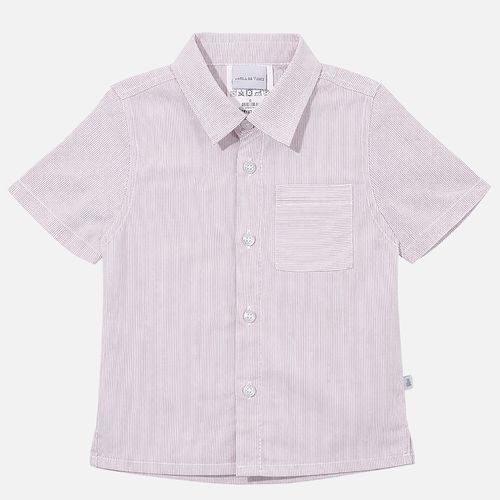 Camisa Bebê Masculina Fio 60 Manga Curta Listrada - VERMELHO