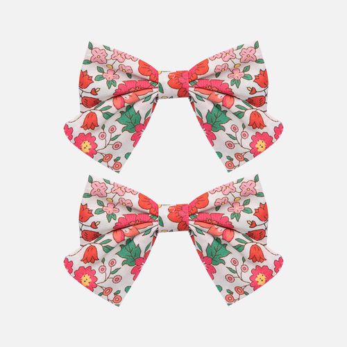 Presilha Bebê Feminina Laço em X - FLORAL /VERMELHO