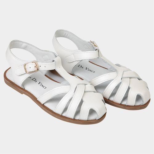 Sandália Toddler Feminina Papete em Couro - BRANCO