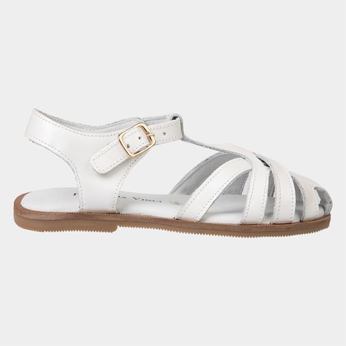 Sandália Toddler Feminina Papete em Couro - BRANCO