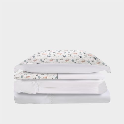 Jogo de Cama Solteiro Algodão Egípcio Fio 230 Balões - BRANCO