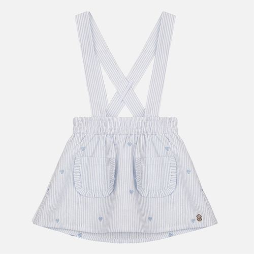 Salopete Bebê Feminina Anarruga Bordado Coração - AZUL BEBE