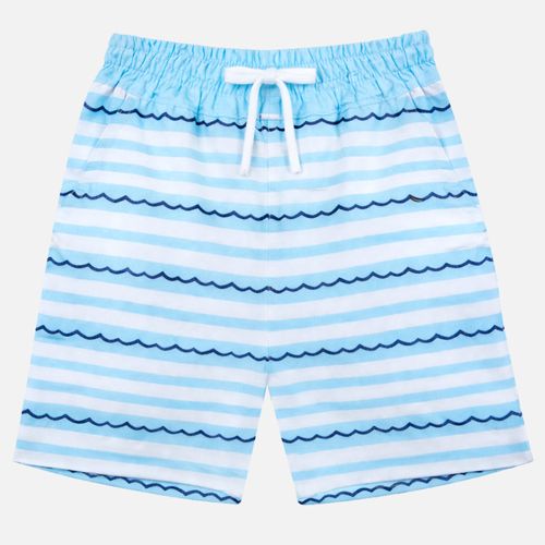 Bermuda Praia Infantil Masculina Estampa Listras - AZUL