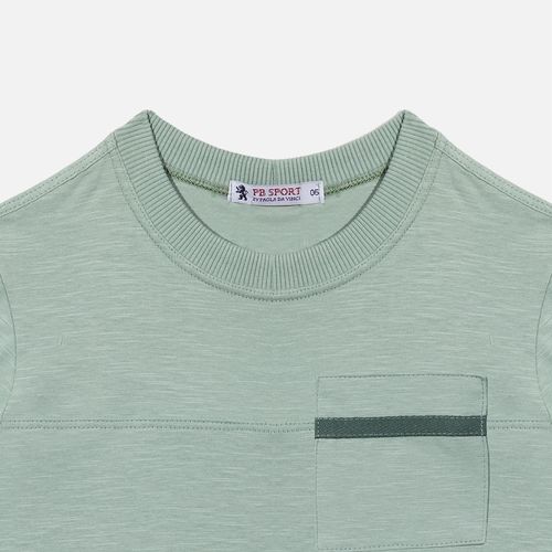 Camiseta Infantil Masculina Flame Light com Recorte e Bolso - VERDE