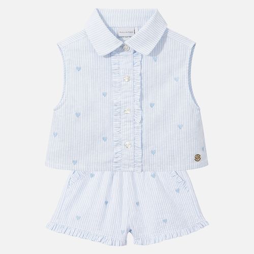 Conjunto Bebê Feminina Anarruga com Bordado Coração - AZUL BEBE